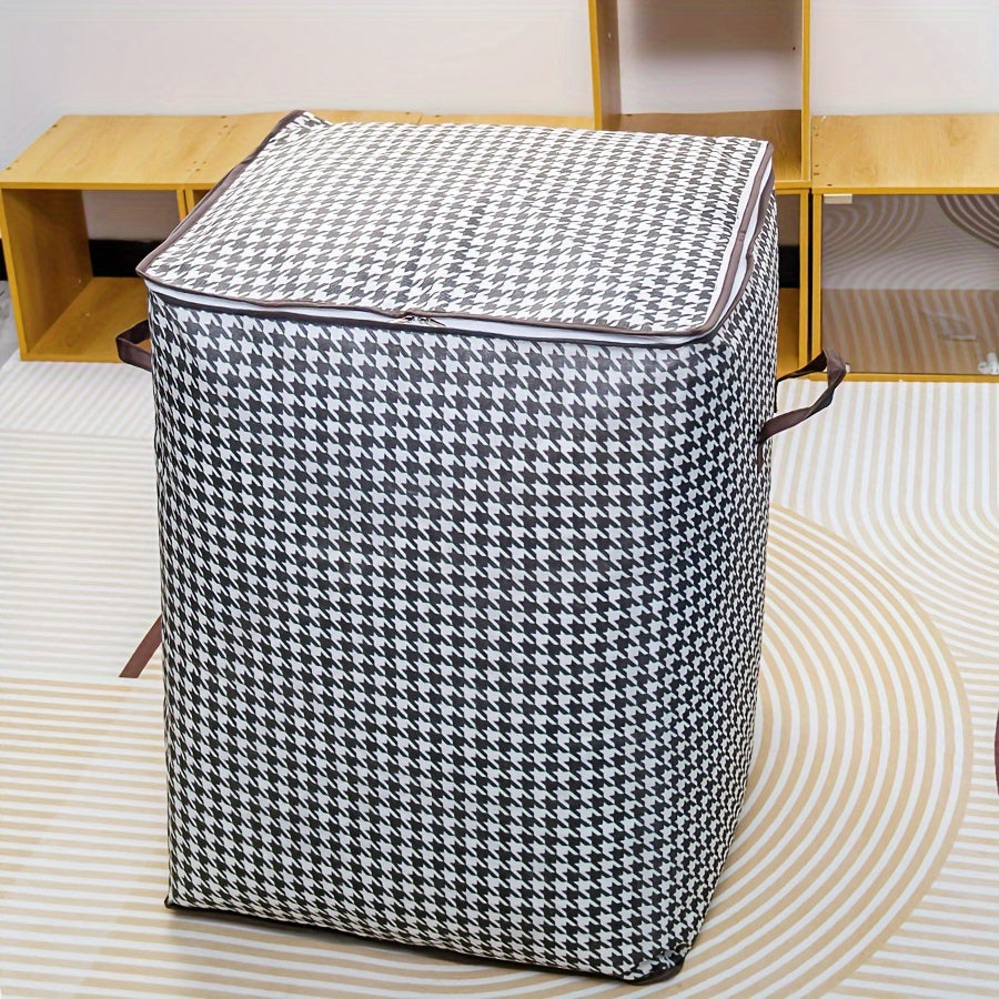 2pcs/5pcs Extra Large Capacity Stylish Houndstooth Storage Boxes - Durable, Space-Saving Closet Organizers with Handles for Easy Clothes, Blanket Storage and Organization at Home and Office Lootquake LLC