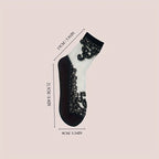 5 Pairs Embroidered Mesh Socks, Thin & Comfy Mid Tube Socks, Women's Stockings & Hosiery Lootquake LLC