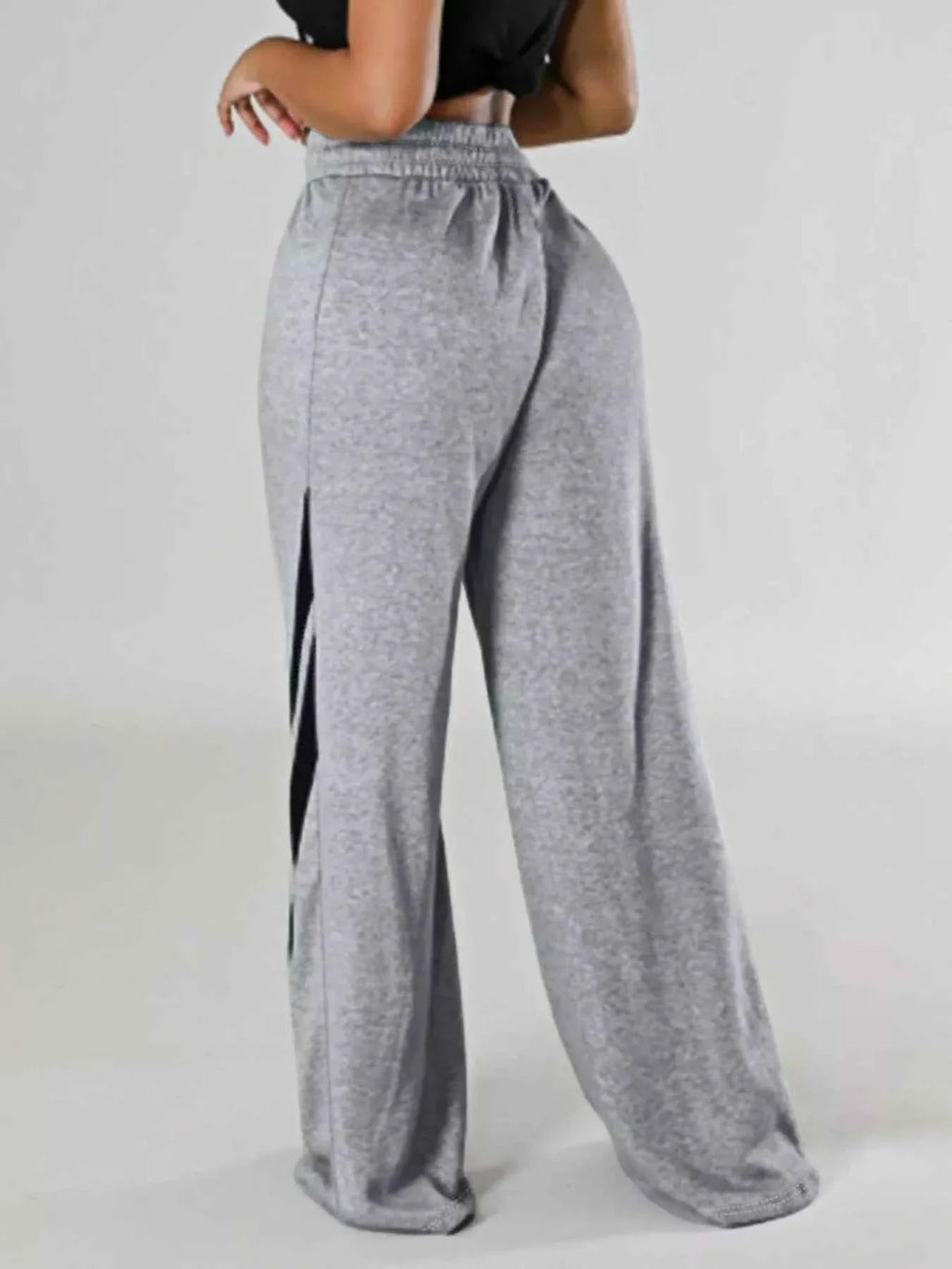 Plus Size Striped Contrast Wide Leg Pants THRIXINE