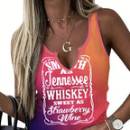 Women's V-neck Gradient Color Versatile Printed Pattern Tank Top - SJB-DIAMOND ELITES