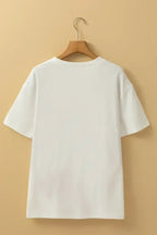 White FLOWER MARKET Letter Graphic T Shirt