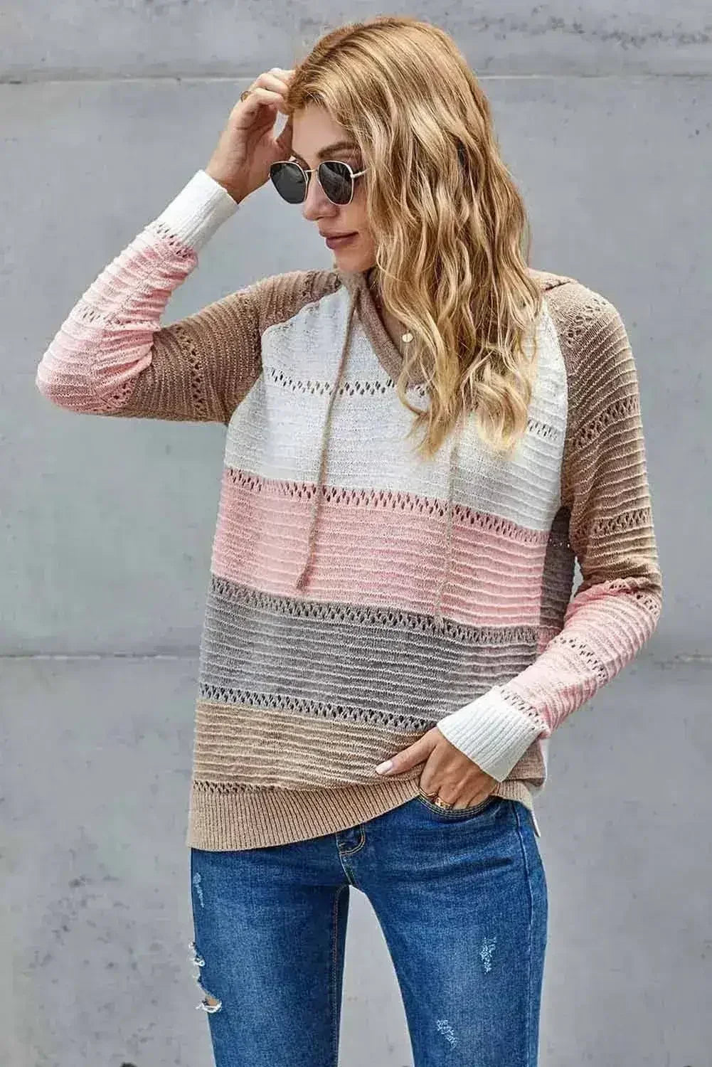 Casual Multicolor Beach Bonfire Knitted Hoodie - SJB-DIAMOND ELITES