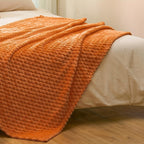 1pc Super Soft 3D Jacquard Flannel Blanket - Burnt Orange Fuzzy Throw with Cozy Lightweight Design for All-Season Home Decor, Perfect for Couch, Sofa, Bed, Chair - 300GSM Warm and Fuzzy Texture for Ultimate Comfort Lootquake LLC