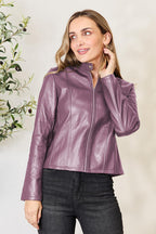 Women Classic Neck Zip-Up Jacket For Everyday Wear Elegant Girls Jacket Stevvex