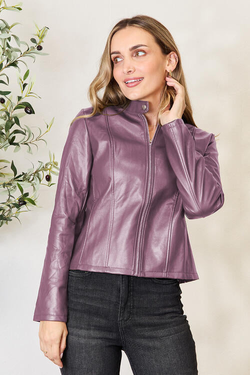 Women Classic Neck Zip-Up Jacket For Everyday Wear Elegant Girls Jacket Stevvex