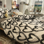 Washed Cotton Bedding Set - Plant and Flower Pattern Four-Piece Duvet Cover Set Pi-Mart