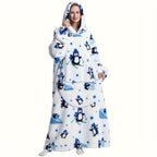 1pc Oversized Cartoon Hooded Blanket Sweatshirt, Ultra Cozy Wearable Fleece Throw for Adults, Extra Warm and Soft Pullover for Lounging, Gift Idea Lootquake LLC