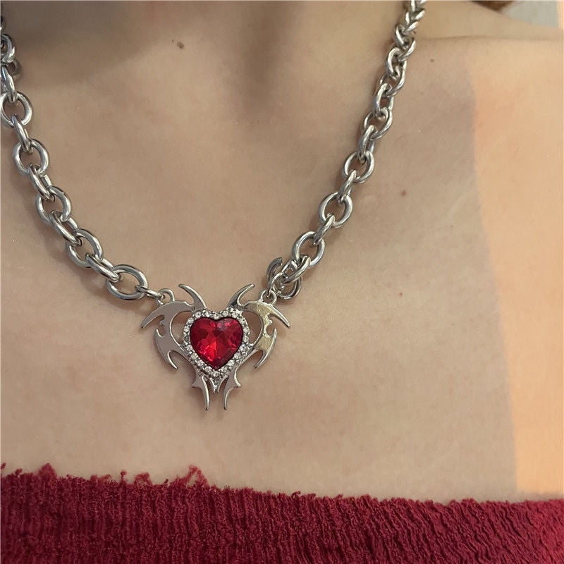 Red Crystal Pendant Necklace Pi-Mart