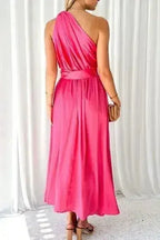 Ruched Single Shoulder Sleeveless Dress