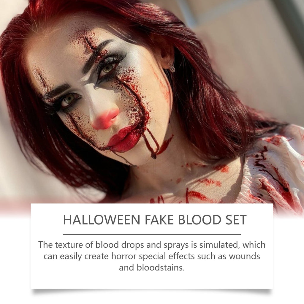 3-piece Set Washable Simulation Fake Blood Filming Horror Realistic Special Effects Makeup Set Pi-Mart