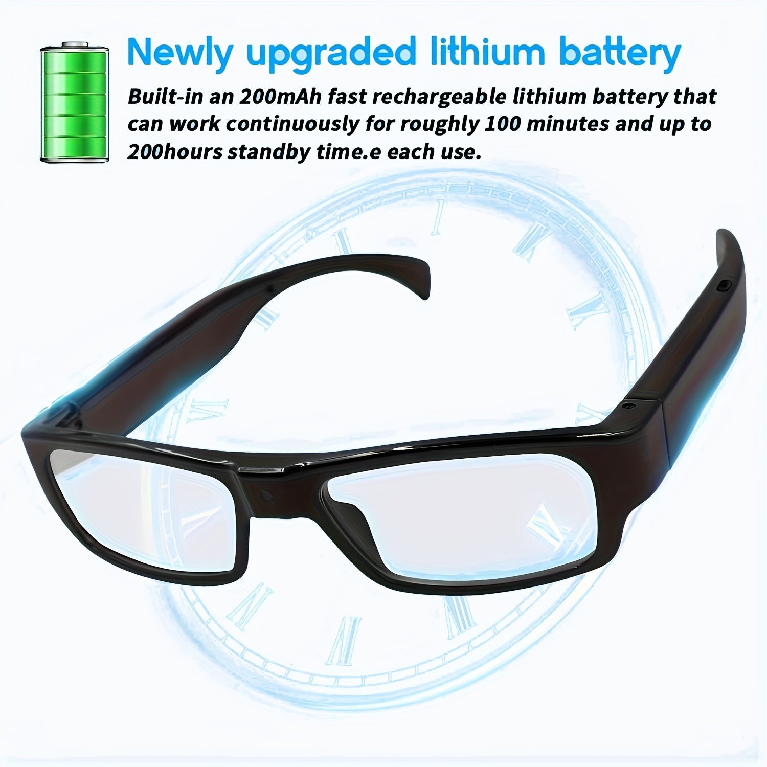 HD 1080P Smart Glasses Camera | Digital Video Recorder, 64GB Memory Card, Black ABS Frame, Rechargeable Battery, Eye Protection, HD Lens, Lightweight & Stylish Design, Sports Action Camera Lootquake LLC