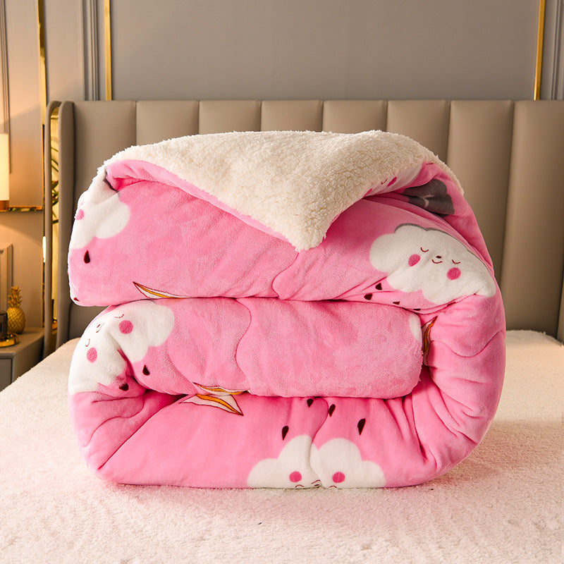 Thick Lamb Fleece Winter Quilt Warm Flannel Pi-Mart