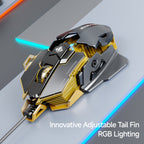 EWEADN G5 USB Wired Gaming Mouse Silent or audible optional Metal mechanical Mouse gamer with 8 Buttons Macro Function Keys, Support tail length adjustment to suit different hand sizes Perfect for desktop, laptop, computer, s