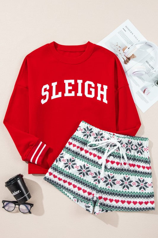 Christmas SLEIGH Top and Snowflake Shorts Set THRIXINE