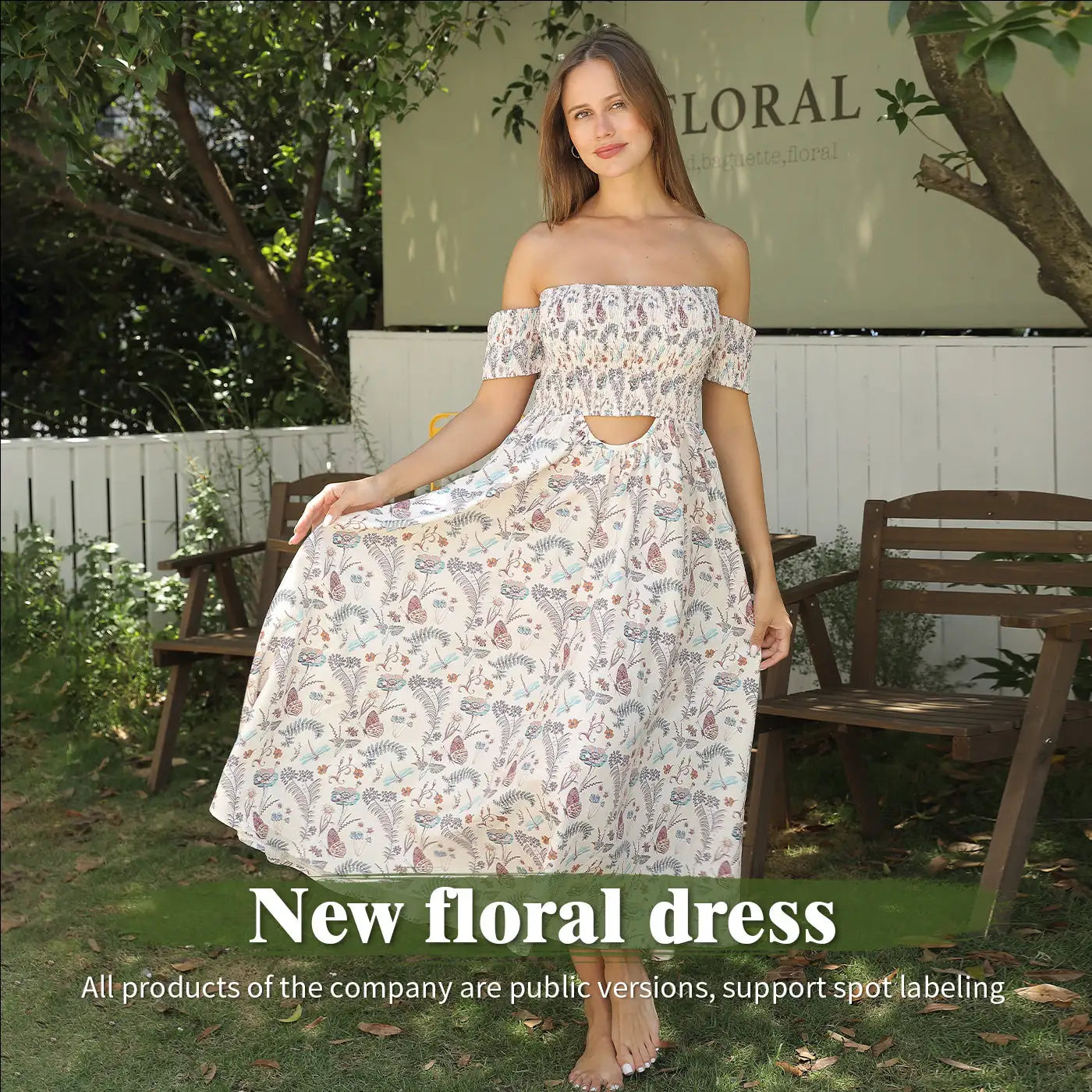 Women's Off Shoulder Strapless Floral Dress - SJB-DIAMOND ELITES