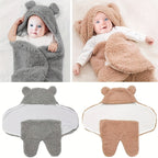 1pc Velvet Sleeping Bag, Cute Bear Shape Wrap Blanket, Christmas, Halloween, Thanksgiving Gift Lootquake LLC