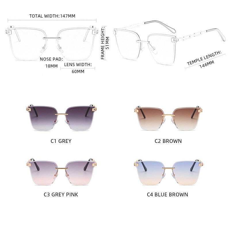 UV400 Cat Eye Sunglasses Frameless - SJB-DIAMOND ELITES