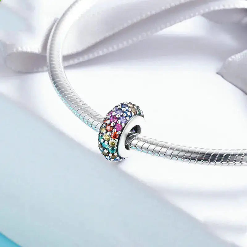 S925 Rainbow Sterling Silver Beads for DIY Necklaces