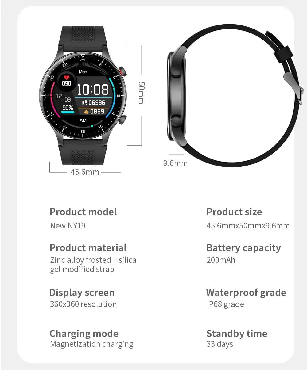 Full Touch Screen Smart Watch Heart Rate Testing Sports Music Smartwatch Pi-Mart