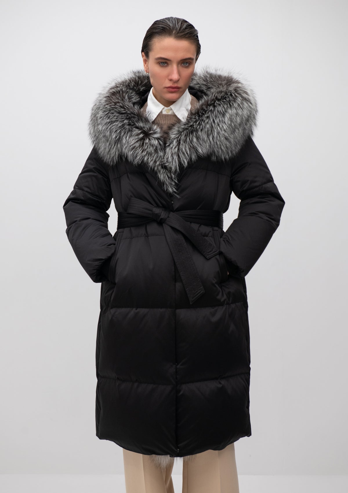 Charlotte Genuine Silver Fox Down Parka - SJB-DIAMOND ELITES