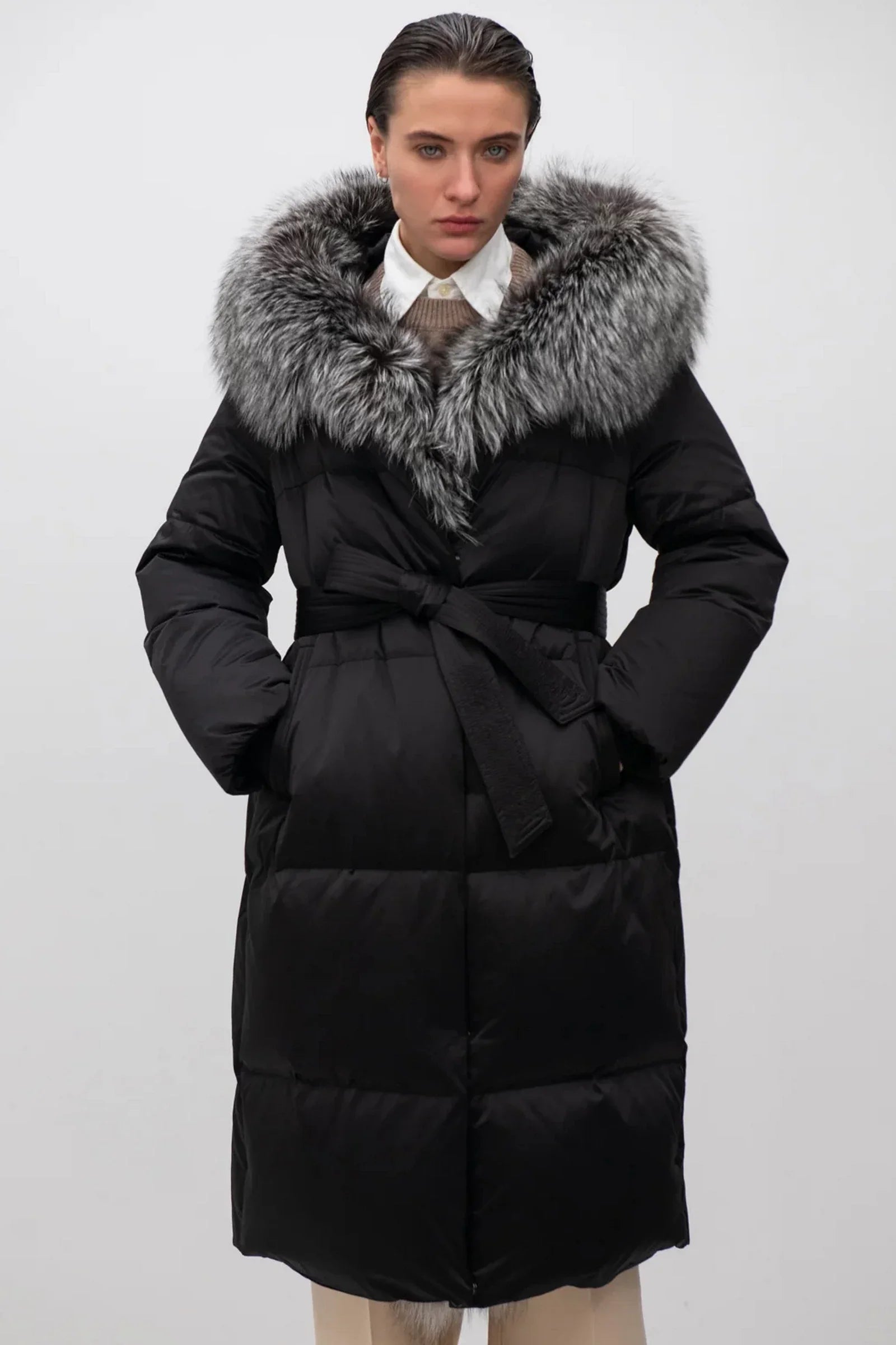 Charlotte Genuine Silver Fox Down Parka - SJB-DIAMOND ELITES