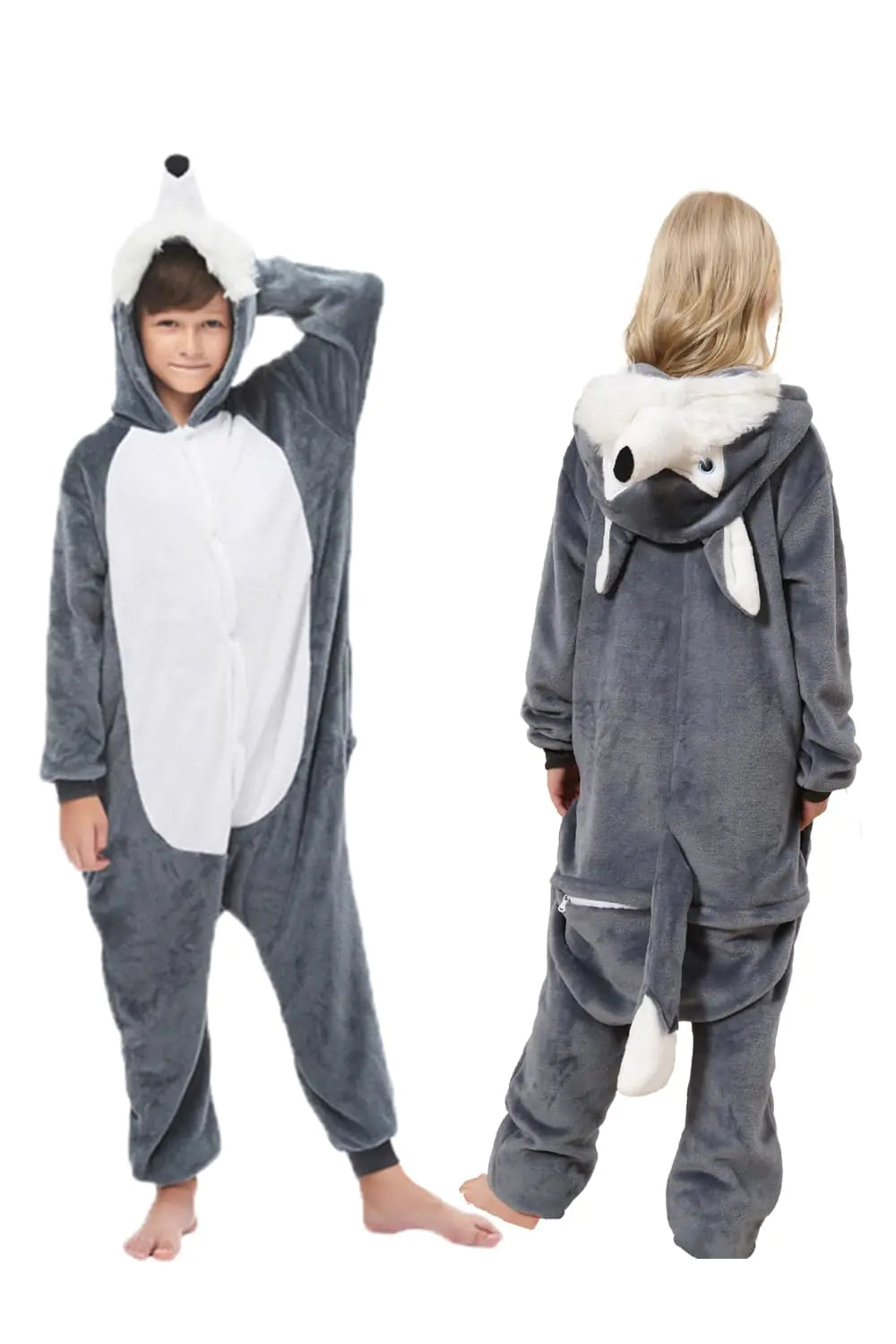 Petrella Animal Kids Onesie Cute One Piece Pajamas Halloween Costume Chrismas Cosplay Sleepwear Unisex for Boys & Girls - wolf Lootquake LLC