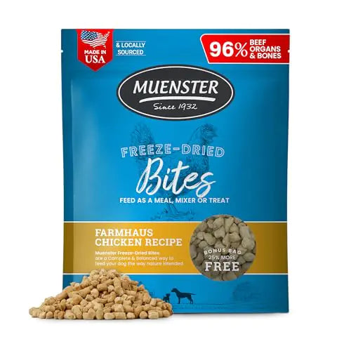Muenster Freeze Dried Dog Food Topper Bites (20oz) - Farmhaus Chicken Freeze Dried Dog Food w/Organic Minerals - Chicken & Organ Meats Soft Dry Dog Food - Freeze Dried Dog Treats Lootquake LLC