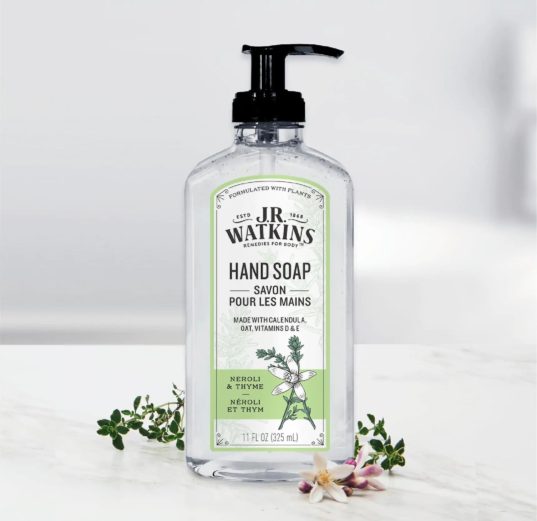 J.R. Watkins Liquid Hand Soap With Dispenser, Moisturizing Hand Soap, Alcohol-Free Hand Wash, Cruelty-Free, USA Made Liquid Soap For Bathroom and Kitchen, Neroli & Thyme, 11 Fl Oz, 3 Pack 11 Fl Oz (Pack of 3) Pi-Mart
