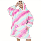 1pc Oversized Blanket Hoodie, Sherpa Fleece Hooded Blanket For Women, Ultra Soft Warm Wearable Blanket Sweatshirt Women Men Adult, Gift For Ladies