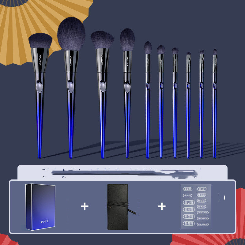 Blue 10 Makeup Brushes Set Pi-Mart