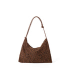 Leopard print autumn and winter small hobo bag, fashionable large capacity shoulder bag women, retro design commuter underarm handbag