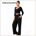 Women's Fashion Simple Solid Color Top Pants Set - SJB-DIAMOND ELITES