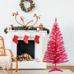 4 Ft Red Artificial Christmas Tree With 50 Lights And 112 Branch Tips Mini Holiday Party Xmas Tree