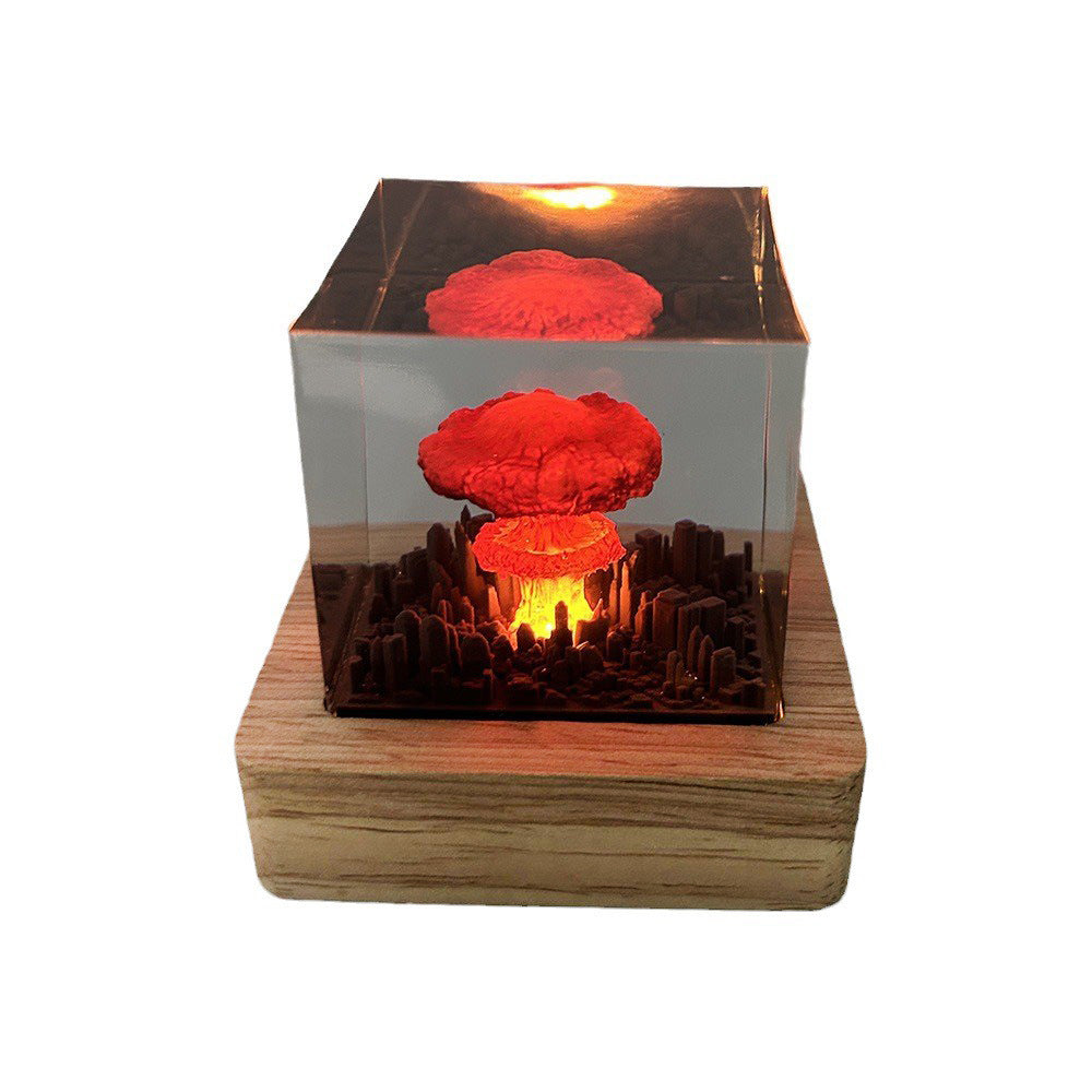 Handmade Resin Atomic Bomb Explosion Mushroom Cloud Small Night Lamp Ornaments Pi-Mart