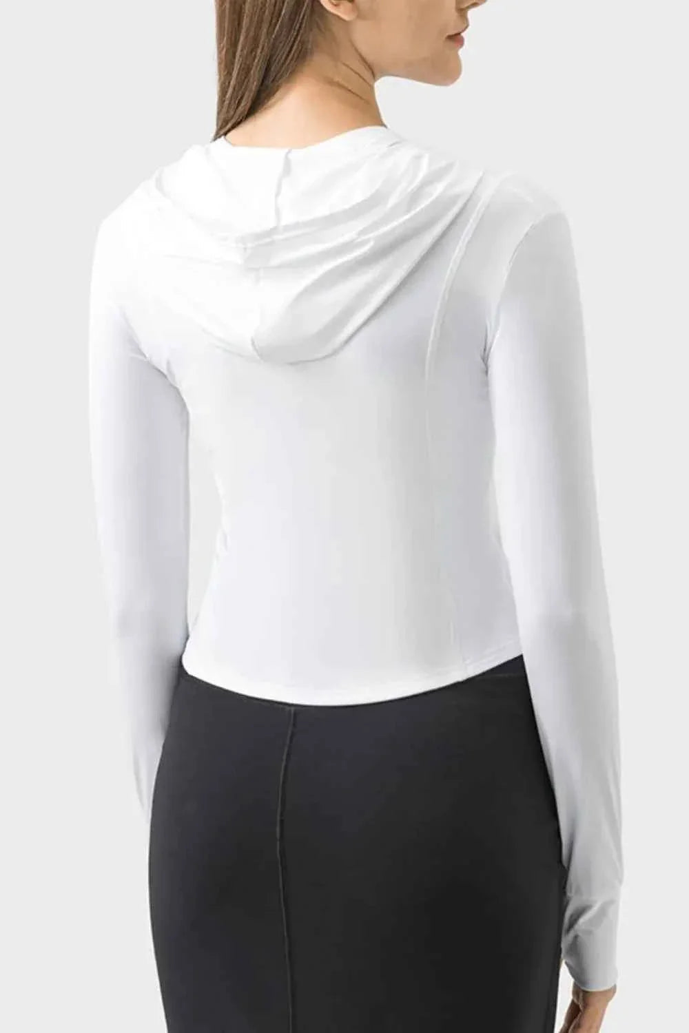 Millennia Pocketed Zip Up Hooded Long Sleeve Active Outerwear THRIXINE