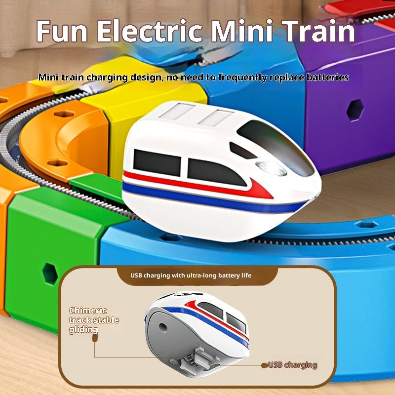 Electric Train Track Building Blocks - Assembled Cube Track Toy Set for Kids Ages 4-6 (51, 81, 123 PCs) Pi-Mart