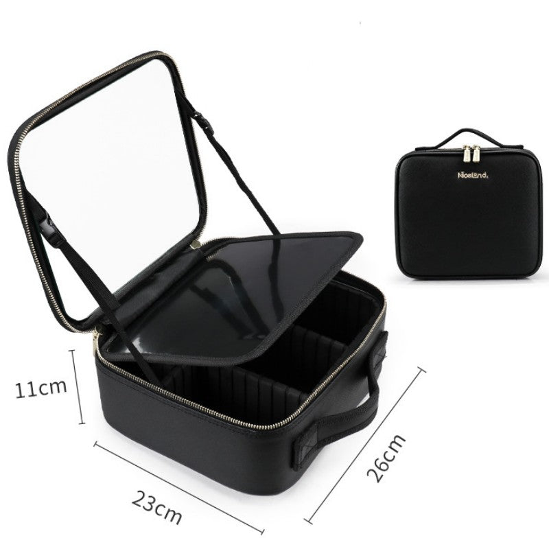 Smart LED Cosmetic Case With Mirror Cosmetic Bag Large Capacity Fashion Portable Storage Bag Travel Makeup Bags Pi-Mart