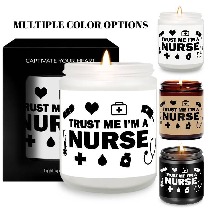1pc Lavender Scented Candle 5.3oz - "Trust Me, I'm a Nurse" Design with Medical Symbols | Heartfelt Gift for Nurses, Nurse Appreciation, Graduation, Birthdays, Christmas | Soy Wax, Glass Container Lootquake LLC