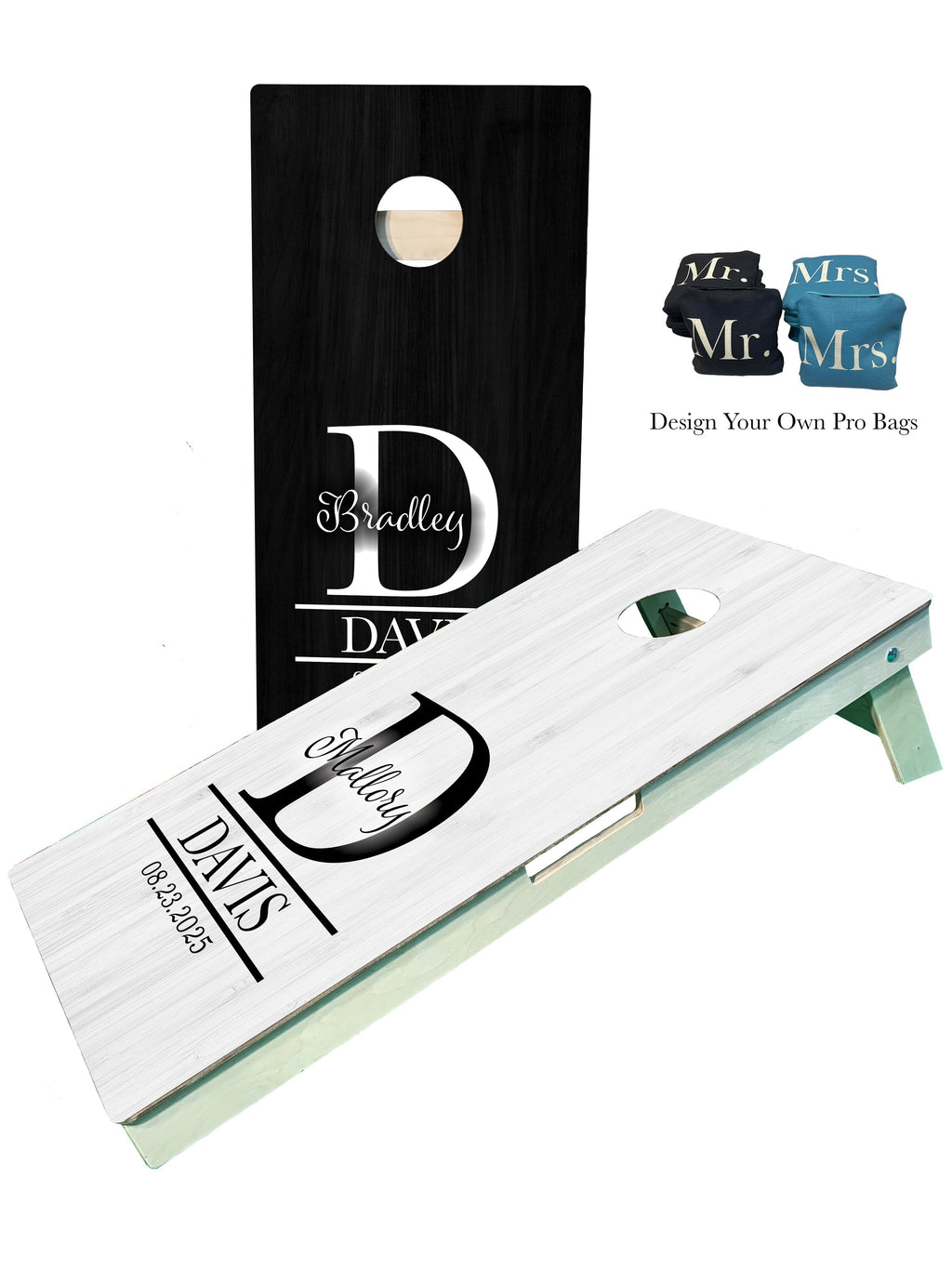 Personalized Wedding Date Cornhole Boards with Last Name/Monogram - SJB-DIAMOND ELITES