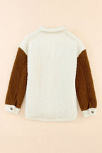 Women Cute Sherpa Jacket with Button Closure and Collared Neck in Elegant Retro Style
