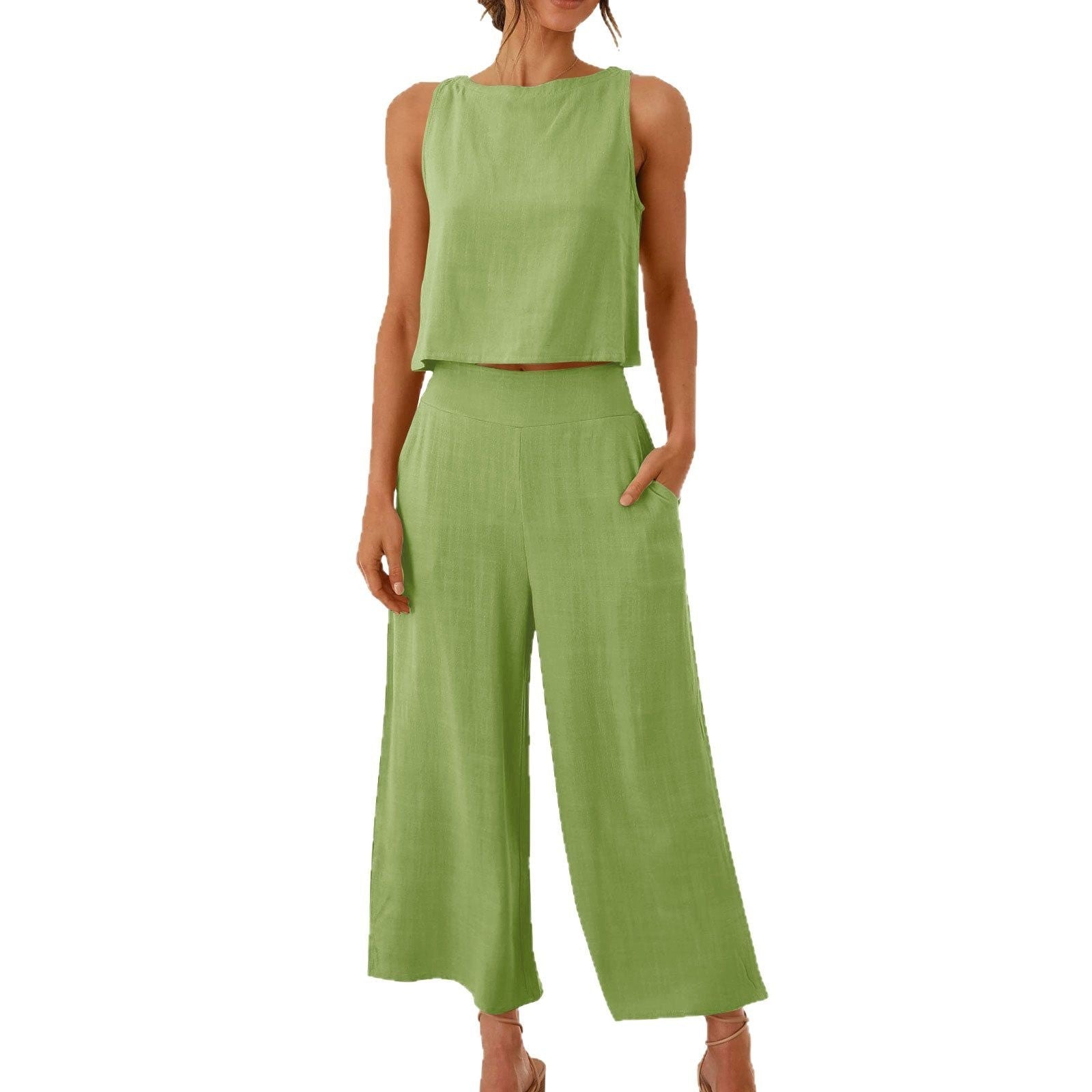 Sleeveless Wide Leg Trouser Set Lootquake LLC