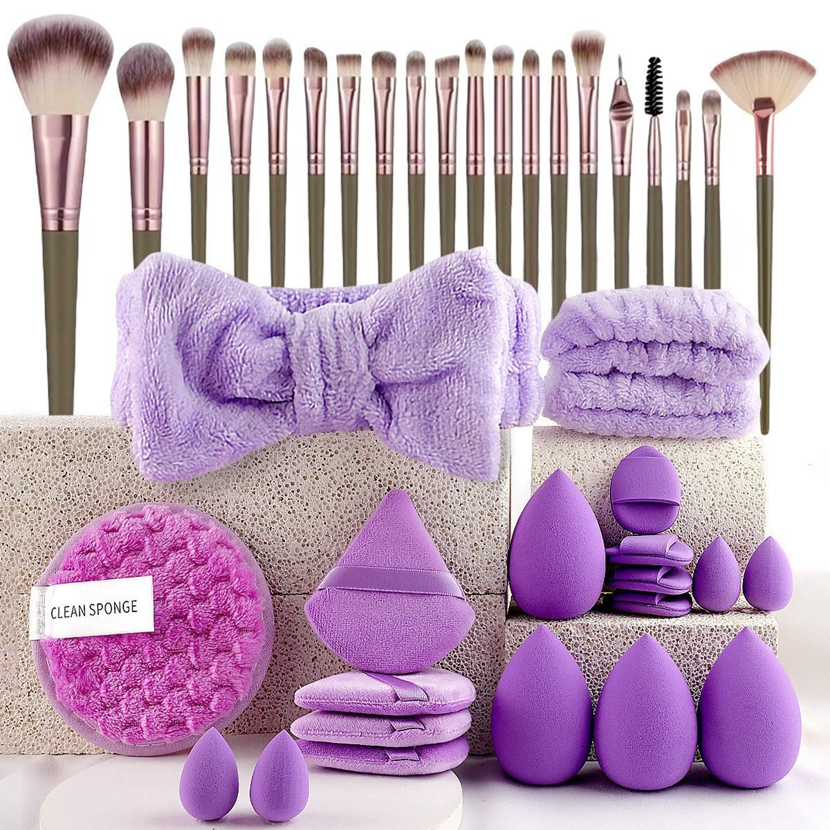 40-Piece Makeup Tool Set With Beauty Blender Soft Sponge Puffs Pi-Mart