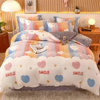 Coral Fleece Duvet Cover Sheet Flannel Pillowcase Pi-Mart