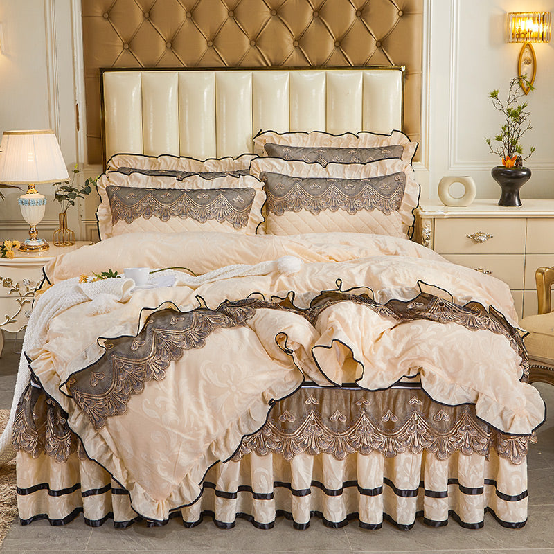Detachable Bedding Four-piece Duvet Cover Bed Skirt Pi-Mart
