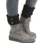 Button Detail Leg Warmers, Crochet Knitted Boot Leg Warmers Socks, Women's Stockings & Hosiery
