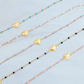 Dainty Heart Chain Bracelet With Color Dot Beads Gold