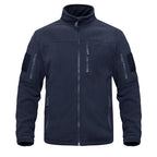 Dark Blue Warm Multi-Pockets Outdoor Tactical Fleece Jacket Soft Unique Style Jacket Work Coats Men's Windbreaker Jacket Sport Hiking Coat For Winter And Autumn Stevvex