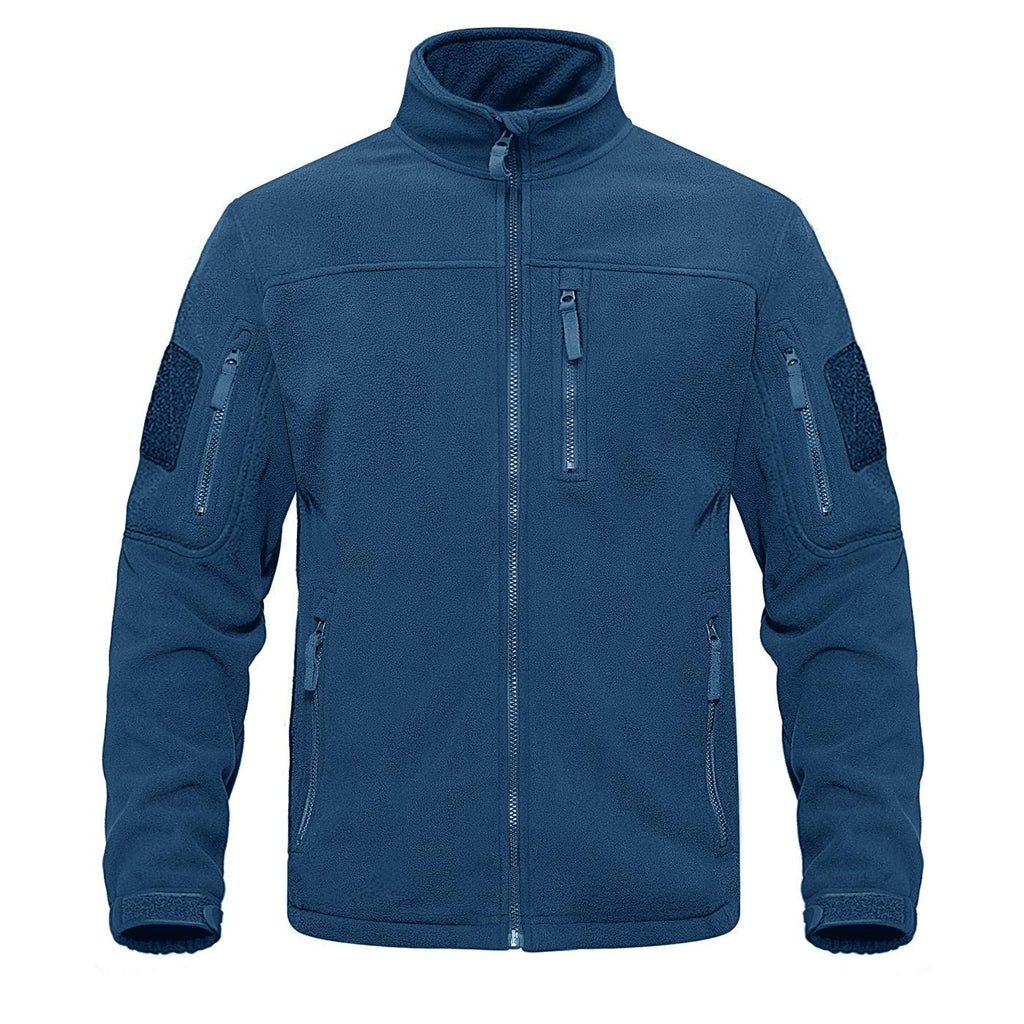 Dark Blue Warm Multi-Pockets Outdoor Tactical Fleece Jacket Soft Unique Style Jacket Work Coats Men's Windbreaker Jacket Sport Hiking Coat For Winter And Autumn Stevvex