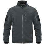 Dark Blue Warm Multi-Pockets Outdoor Tactical Fleece Jacket Soft Unique Style Jacket Work Coats Men's Windbreaker Jacket Sport Hiking Coat For Winter And Autumn Stevvex