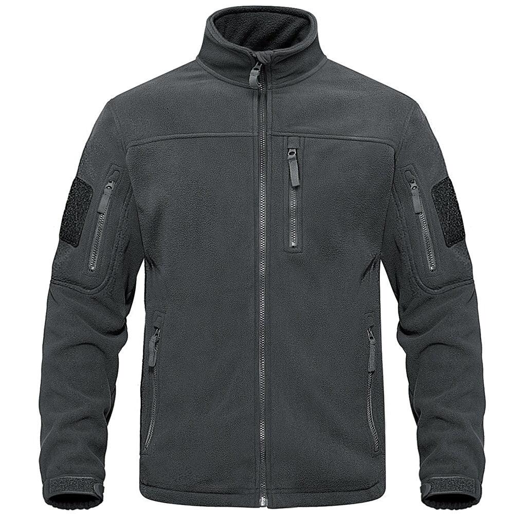 Dark Blue Warm Multi-Pockets Outdoor Tactical Fleece Jacket Soft Unique Style Jacket Work Coats Men's Windbreaker Jacket Sport Hiking Coat For Winter And Autumn Stevvex